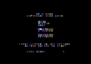 Up'N Down title screen for Commodore 64